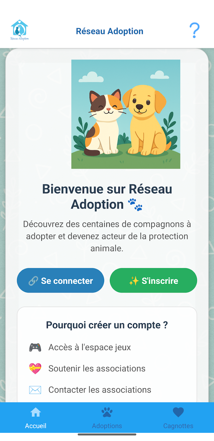 Application android de reseau-adoption.fr